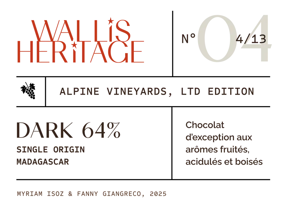 Illustration des vignes valaisannes pour le ChocoBar Alpine Vineyards