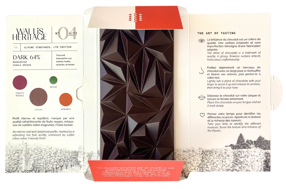 Packaging du ChocoBar Alpine Vineyards